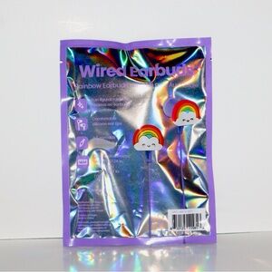 Rainbow Wired Earbuds with Cloud Design Gems Novelty NIB 3.5 MM Aux 4 FT Fun